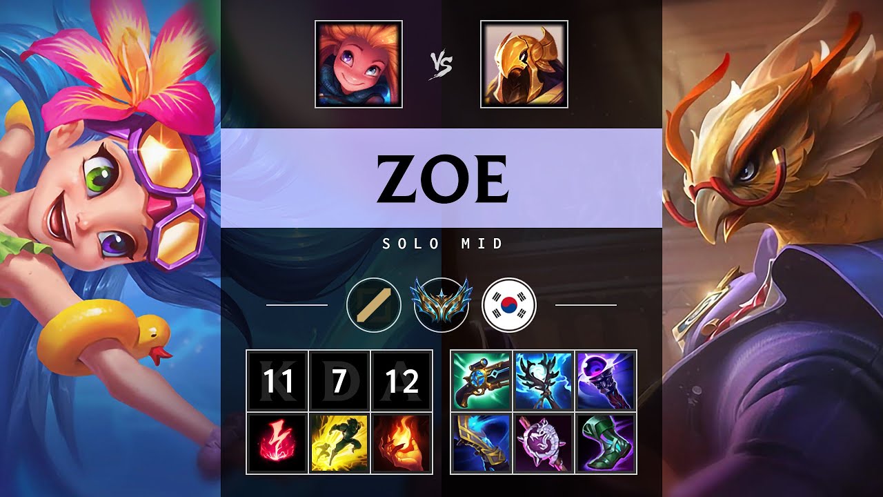 Zoe Mid vs Azir: Triple Kill, Dominating - KR Challenger Patch 14.23