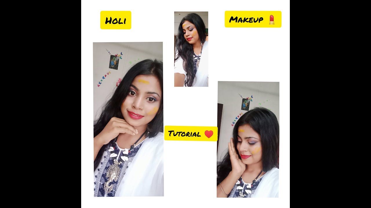Holi makeup tutorial 2022//♥️💄