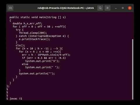 Java Program to show Scrolling Text Sine Wave.