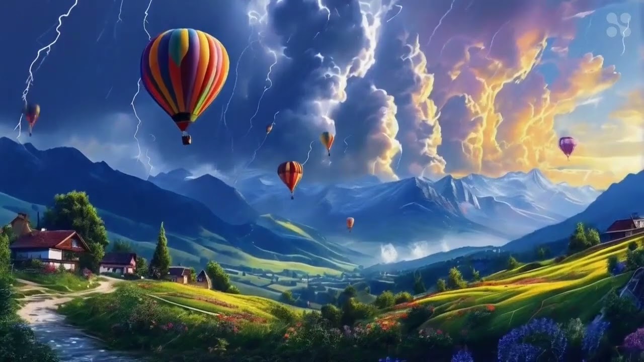 Balloons in the thunderstorm - short ai-generated music video.
