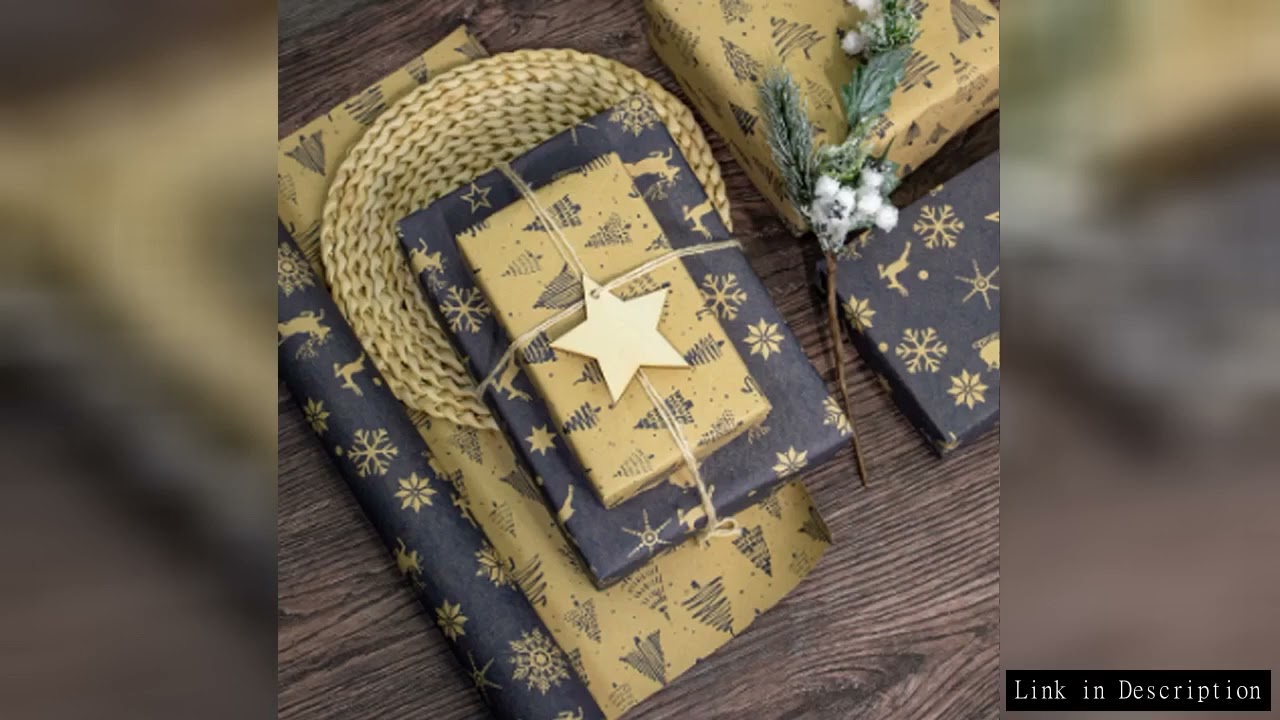 1 Roll Christmas Wrapping Paper, Christmas Wrapping Paper Roll, Vintage Navy Blue and Brown Kraft Pa