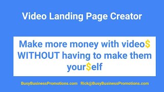 Increase Traffic & Increase Sales with Automated YouTube Landing Pages! BusyBusinessPromotions.com
