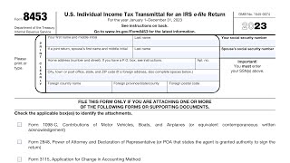 IRS Form 8453 walkthrough (U.S. Individual Income Tax Transmittal for an IRS e-file Return)