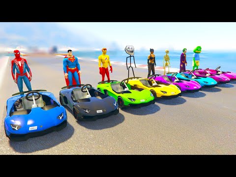 سباق السيارات الصغيره مع سبيدرمان والابطال Small Car Racing With Spiderman And Heroes 