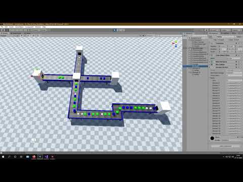 Unity 3D - Conveyor Belt With A Splitter And Storages - Demo