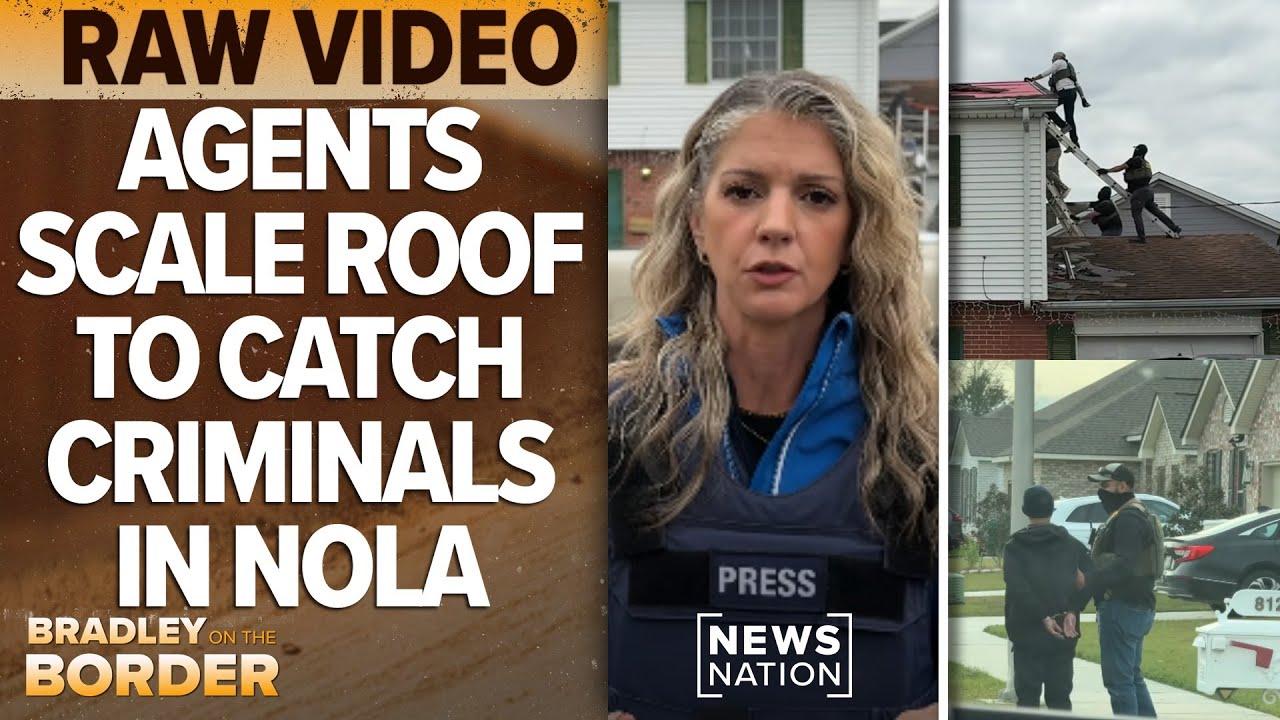 Необработанное видео: агенты взбираются на крышу, чтобы поймать преступников в Новом Орлеане | Бр...