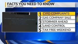 KRQE Newsfeed: CYFD complaints, NM Gas Company sale, Stormy and warm, Land control debate, Tax free