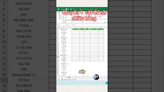 Chuyển 1 cột thành nhiều hàng #excel #exceltips