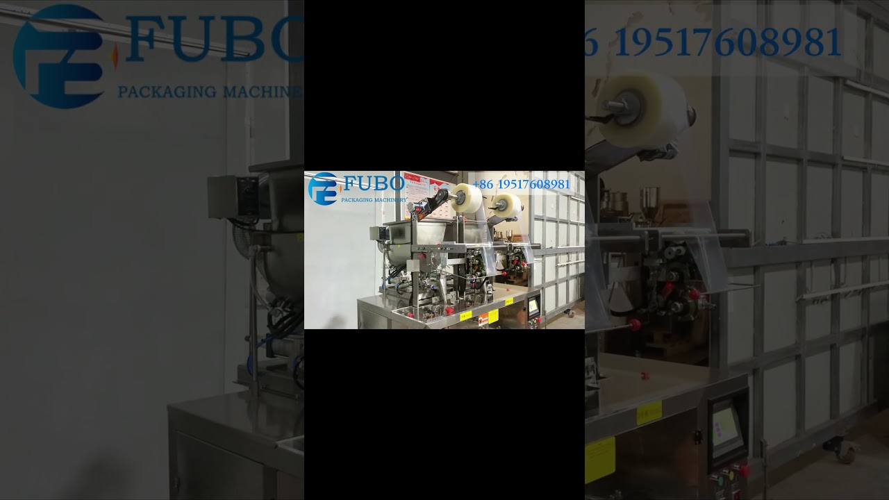 Vertical pink salt mouthwash double lanes packaging machine