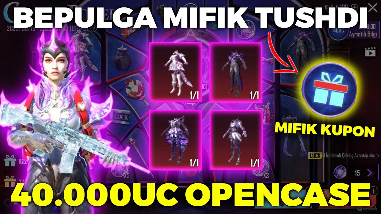 😱BUNAQASI HALI BO'LMAGAN 40.000UCLI OPENCASE 😁BEPULGA MIFIK KUPON CHIQDI PUBG MOBILE