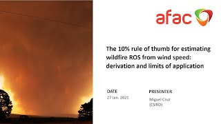 10% rule of thumb for estimating wildfire ROS from wind speed: derivation and limits of application.