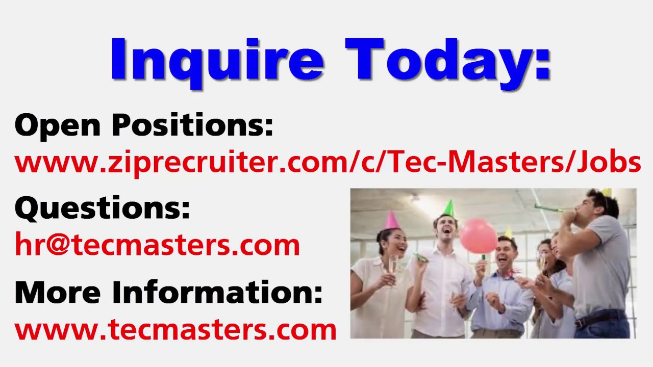Tec-Masters Is Now Hiring Engineers and More!