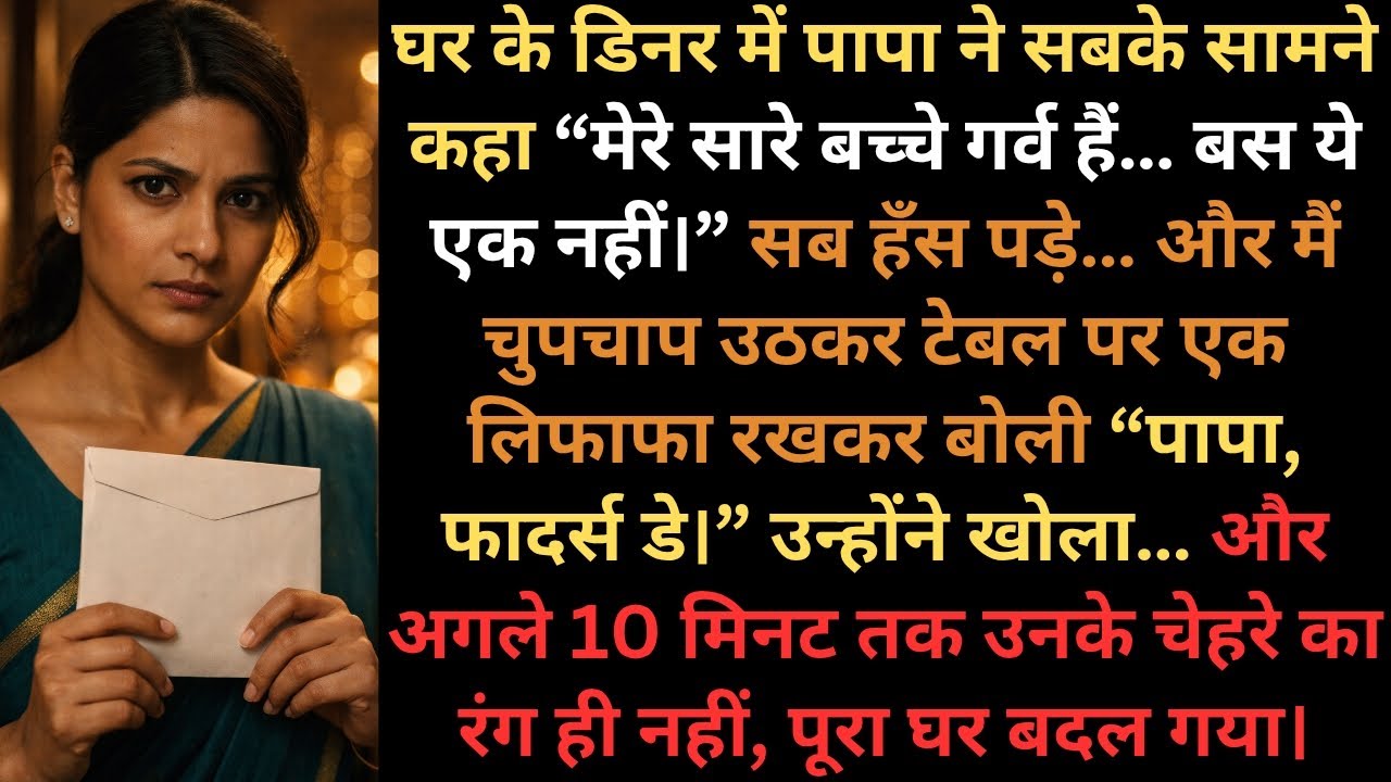 पापा ने मुझे “निकम्मी” कहा… मैंने लिफाफा रखा और पूरा घर हिल गया!