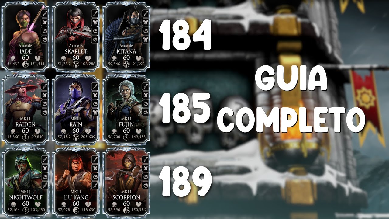 Guia completo | Como passar as Lutas 184, 185 e 189 da Torre Lótus Branca Fatal | MK Mobile 6.3