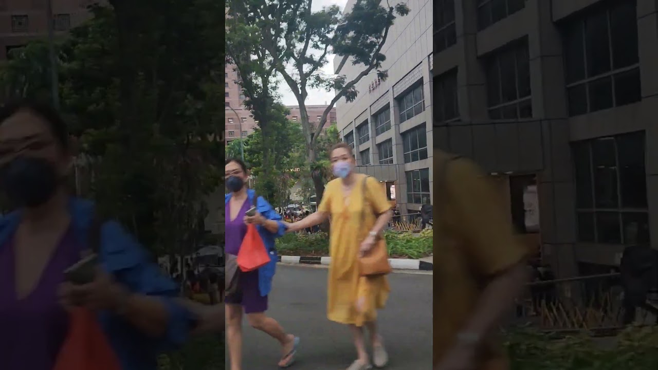 Outside Lucky Plaza on Sunday