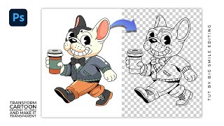 Fastest Way to Transform a Cartoon Drawing to Lines and Make It Transparent in Photoshop
