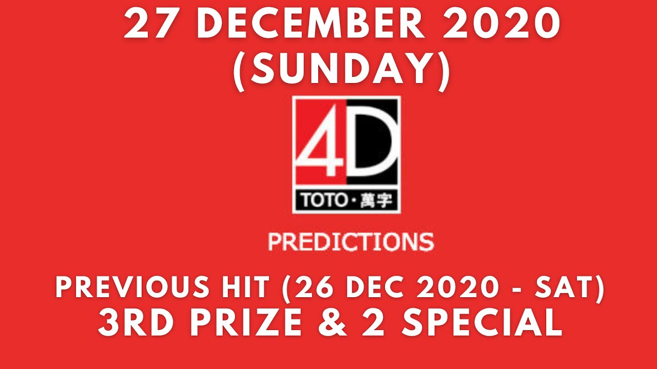 Foddy Nujum Prediction  for Sports Toto 4D - 27 December  2020 (Sunday)