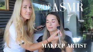 ASMR makeup artist Outdoor garden makeup Sparkle Pink Makeup 🌸✨ (Real sounds soft spoken)
