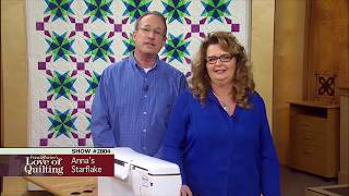 Love of Quilting - Preview Episode 2804 - Annas Starflake
Full episode: https://goo.gl/ziAtna (Login or subscribe to your premium TQC account, or purchase individually.)
Striking designs are created through a variety of methods. In this episode, Patrick Lose and Nancy McNally will examine the fun of working with batiks, the steps taken in paper foundation piecing and the way to create a secondary design with sashing choices. Techniques and tips for quilters at all levels of experience. The quilt was designed and quilted by Nancy McNally. Love of Quilting - Preview Episode 2804 - Annas Starflake