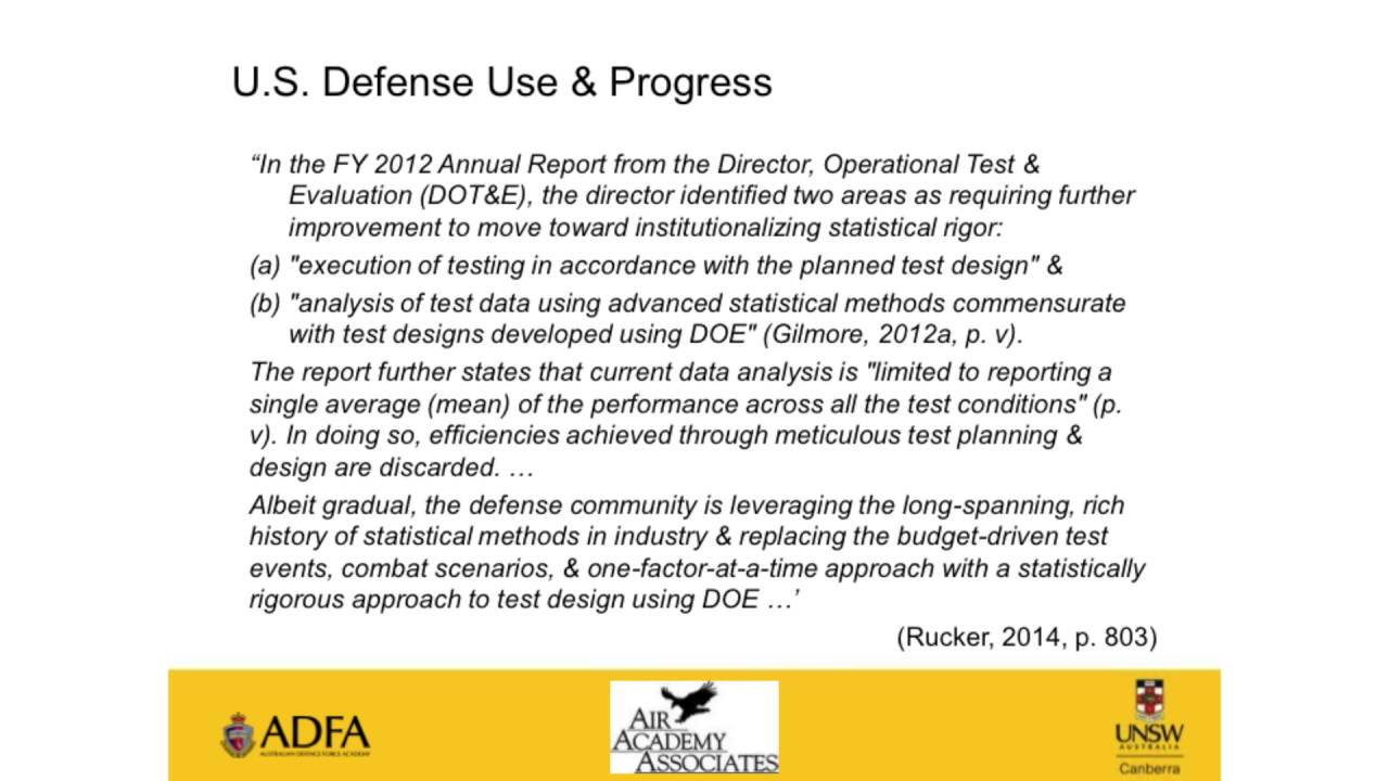 UNSW Canberra overview of New Statistical Rigour in Test and Evaluation