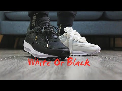 nike ld waffle sacai black nylon on feet