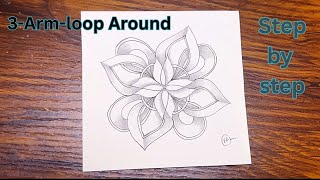 Amazing And Creative 3-Arm-Loop Around Tangle Pattern | Drawing Tutorial For Beginners