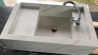 How to make bathroom sink with porcelain tile. Step by step.