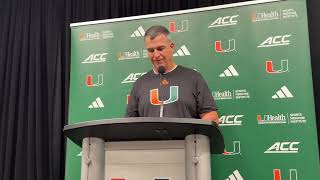 Miami Hurricanes coach Mario Cristobal Post-Florida State Oct. 17