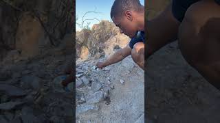 Kind Hiker Gives Water To Thirsty Squirrel On Mountain Trail
