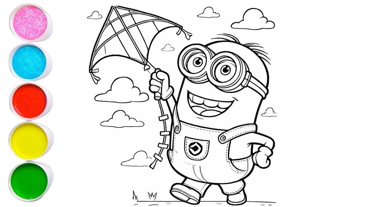 Cute Minion Drawing for kids, Painting & Coloring for kids, Toddlers | Let's Draw Together