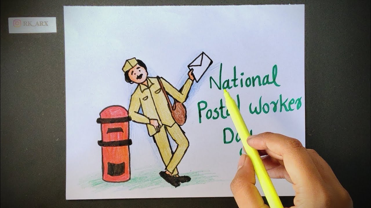 National postal workers day poster | Drawing tutorial | july 1st