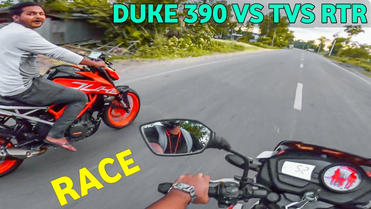 KTM DUKE 390 VS TVS APACHE DRAG RACE🔥 First Time Ride KTM Duke 390🤪