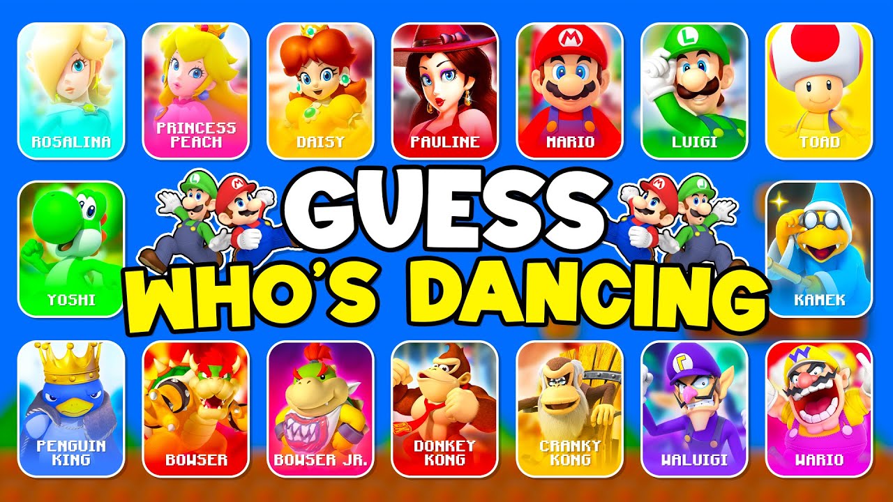 🍄 Guess Who Is Dancing? #6 💃🎶 Super Mario Bros Characters Dancing!  Peach, Rosalina, Pauline, Daisy