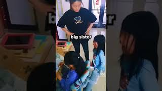 The little sister destroyed her older sister’s drawing and the older sister got her revenge ￼