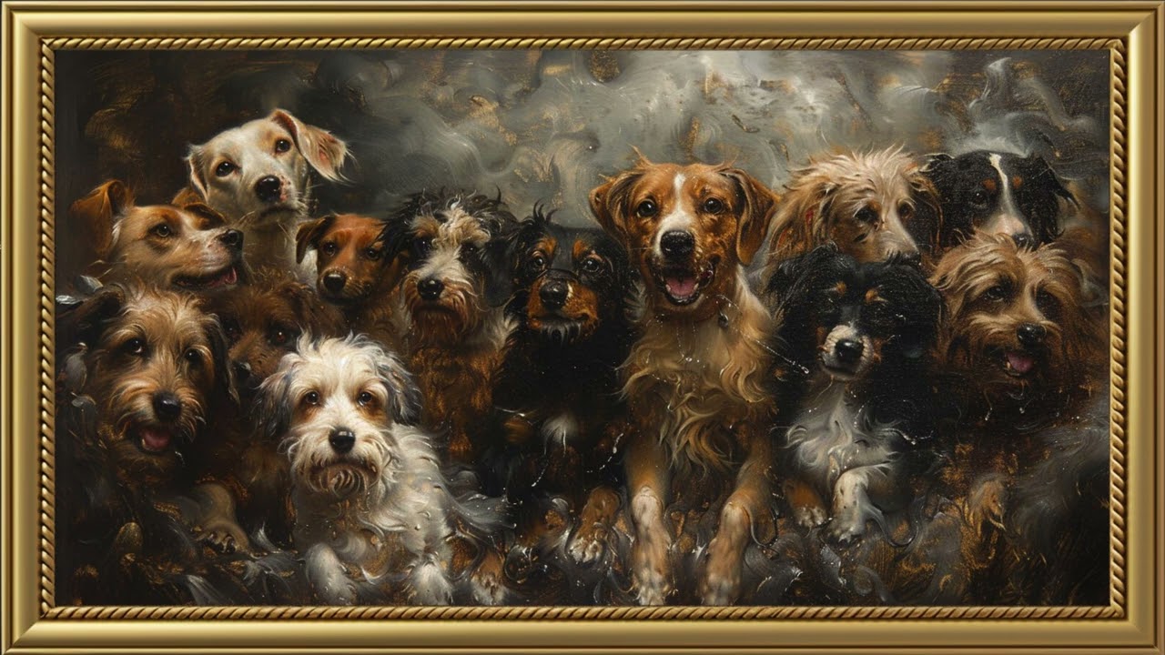 Vintage Dogs Portrait Painting | Gold Frame TV Art Screensaver for TV Wallpaper