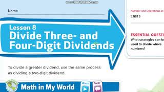 Grade 5 Chapter 3 Lesson 8 Divide Three and Four Digit Dividends