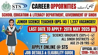 Sindh Govt Junior Science Teacher Jobs 2025 | STS Online Apply Complete Guide
