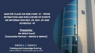 SEBI LODR-PRIOR INTIMATION AND DISCLOSURE OF EVENTS OR INFORMATION REG-29, REG-30 and SCHEDULE-III