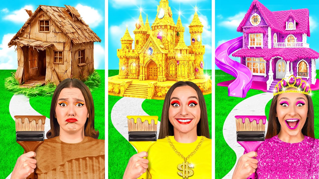 Домики Одного Цвета Челлендж | Бедная vs Богатая vs Ультра Богатая
