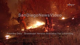 SANTA ANA WINDS DRIVE OVERNIGHT BRUSH FIRE, JULIAN