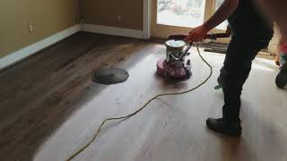 Applying stain with buffer