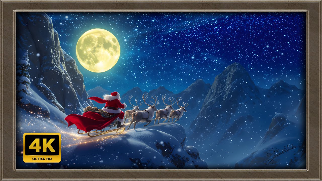 4K Santa Claus Painting | Art Framed Screensaver | Art for Your TV | Ambient Christmas Music
