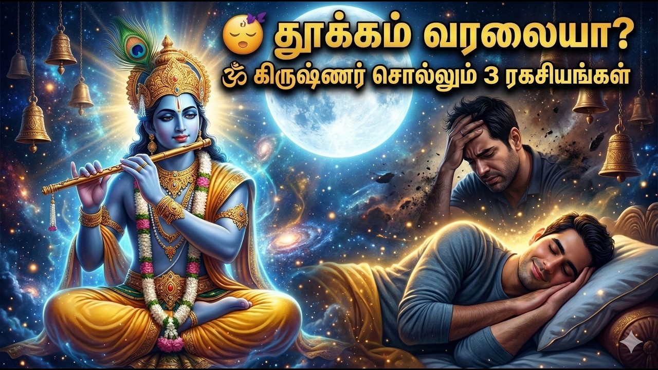 தூக்கம் வரலையா? கிருஷ்ணர் சொல்லும் 3 மன அமைதி ரகசியங்கள் | Krishna Gita Wisdom for Peaceful Sleep