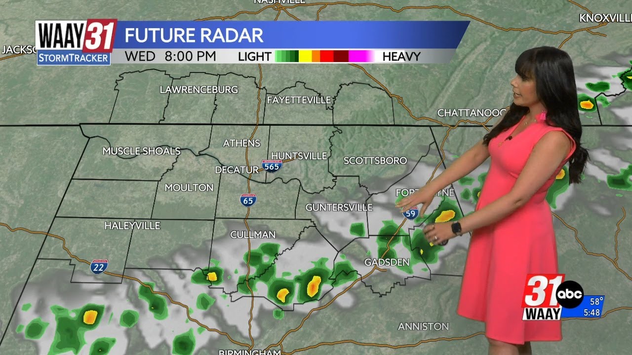 A shower or two possible along a cold front this afternoon