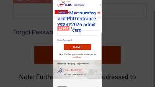 ILBS institute of Liver and Biliary science Delhi MSc nursing and phd entrance exam admit card 2026