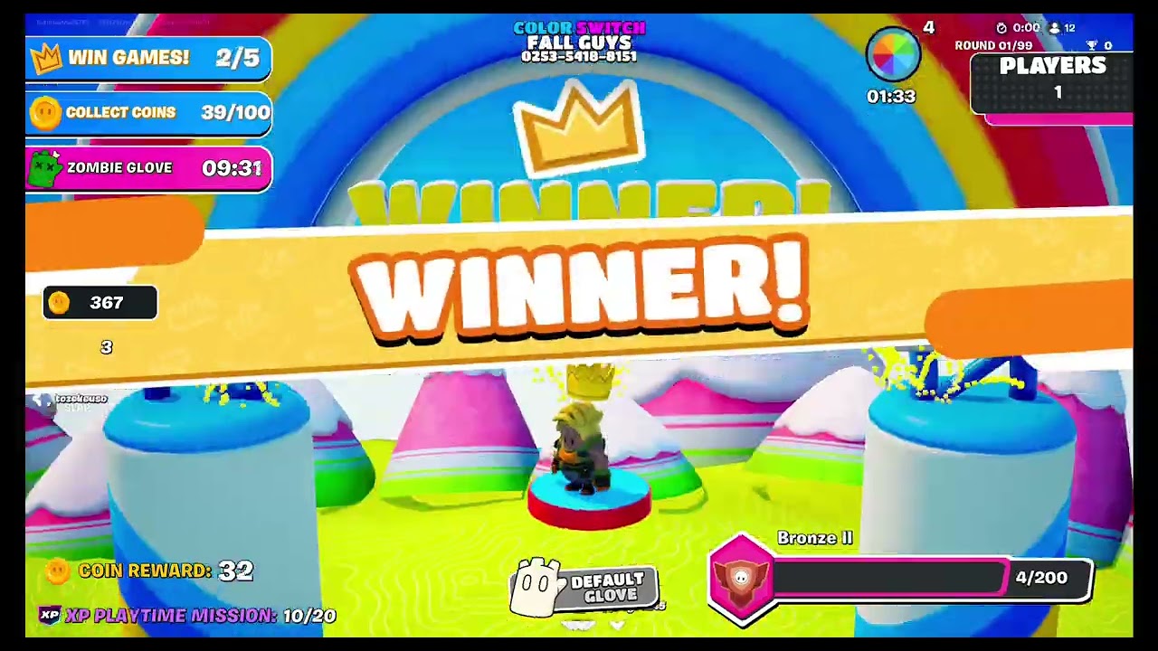 playing fall guys color switch till i get the light saber.