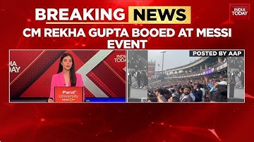 Delhi CM Rekha Gupta Booed With ‘AQI’ Chants During Lionel Messi’s India Tour Finale