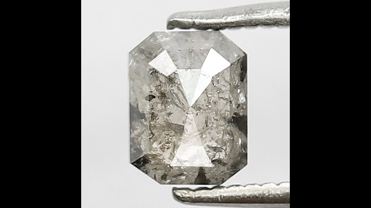 0.83 CT Emerald Cut Grey Salt and Pepper Diamond: Loose Natural Diamond
