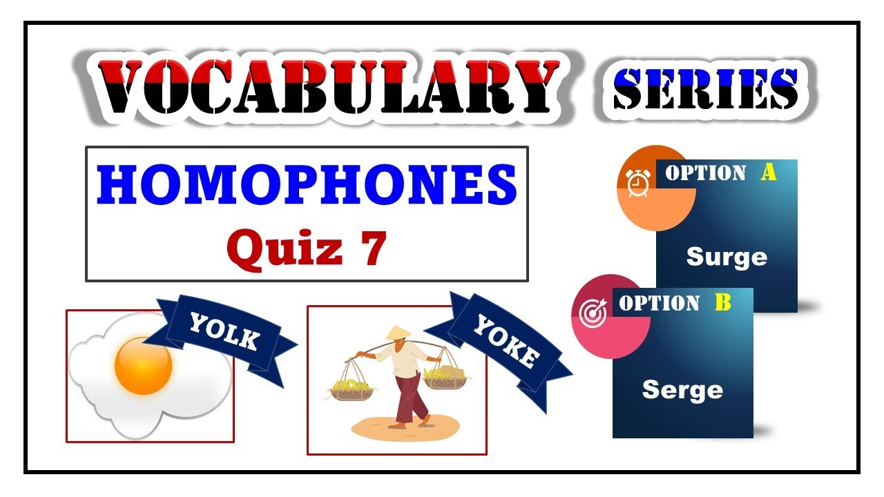 VOCABULARY Series - Quiz 7/ Homophones/Basic /Confusing words/IELTS-SAT-Classes 6 to 12