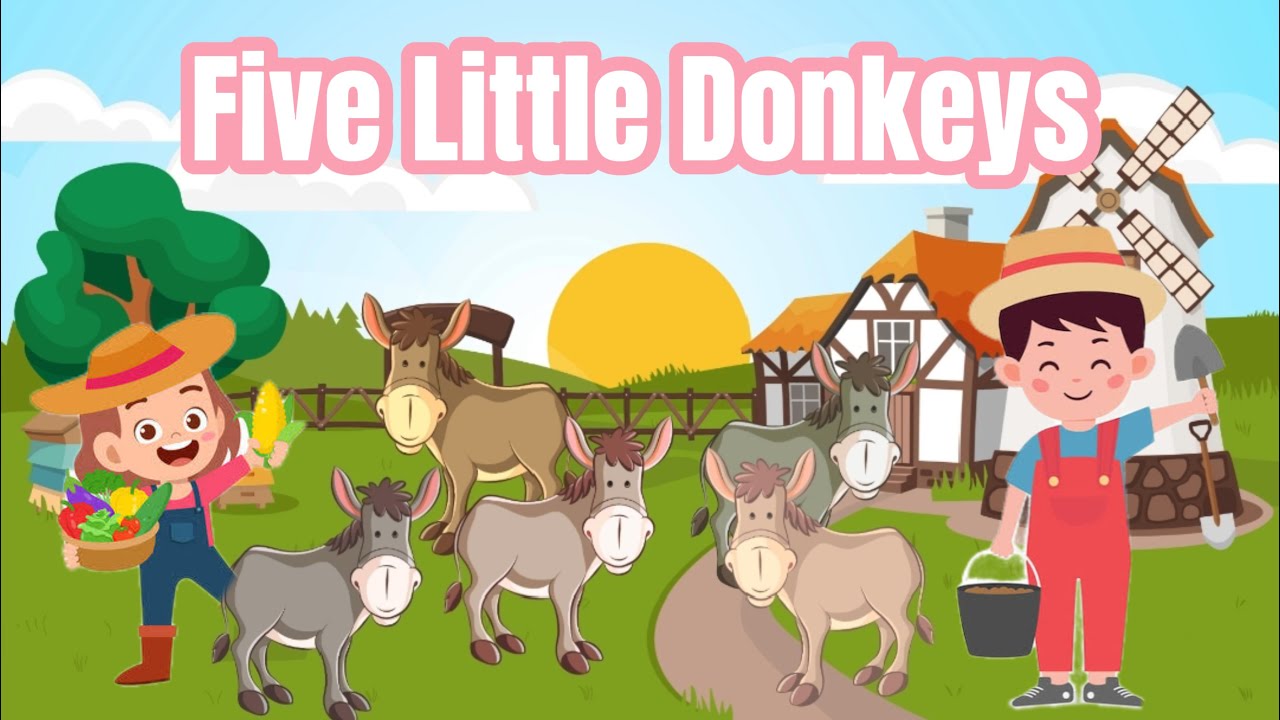 Five Little Donkeys | Nursery Rhymes | Kids Song - YouTube